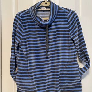 Talbots Soft Velour Striped Cowl Neck Pullover Top Size SP